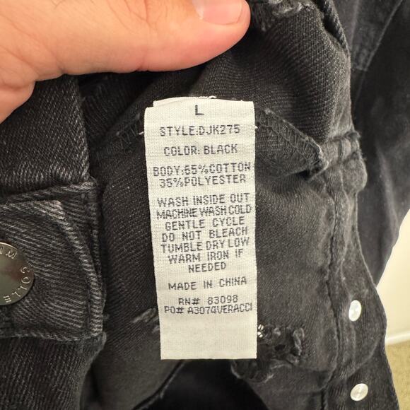 Ci Sono Distressed Long Black Denim Jacket US Women's L New - Picture 7 of 8